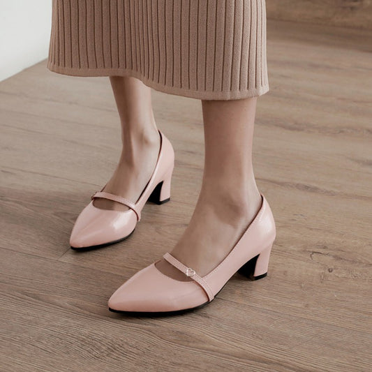 Women High Heeled Chunky Heels Pumps