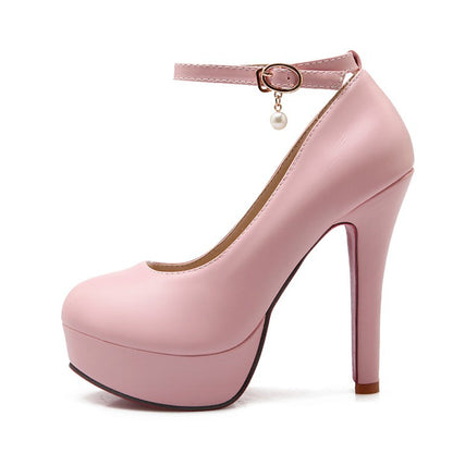 Women Ankle Strap Platform Pumps High Heels