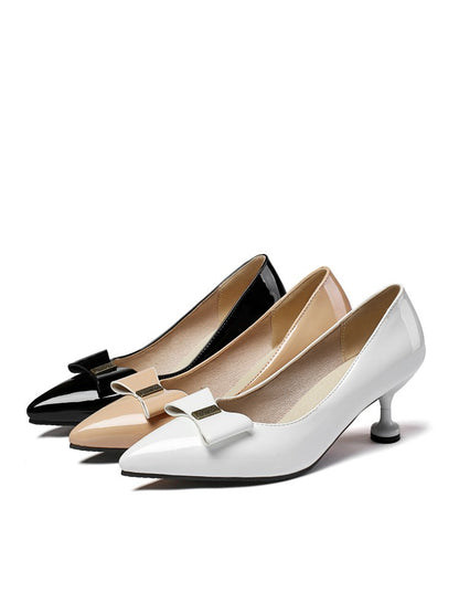 Women Pointed Toe Bow High Heel Pumps