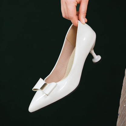 Women Pointed Toe Bow High Heel Pumps