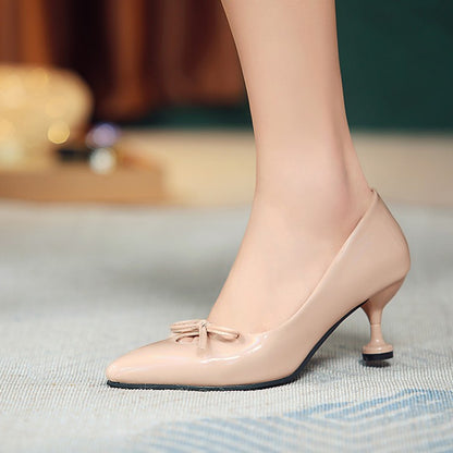 Women Pointed Toe Knot High Heel Pumps