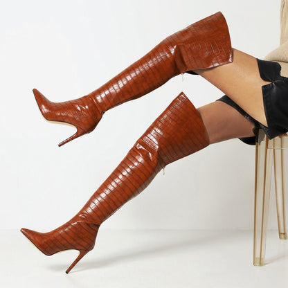 Women Thin High Heel Thigh High Boots