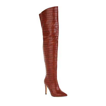 Women Thin High Heel Thigh High Boots