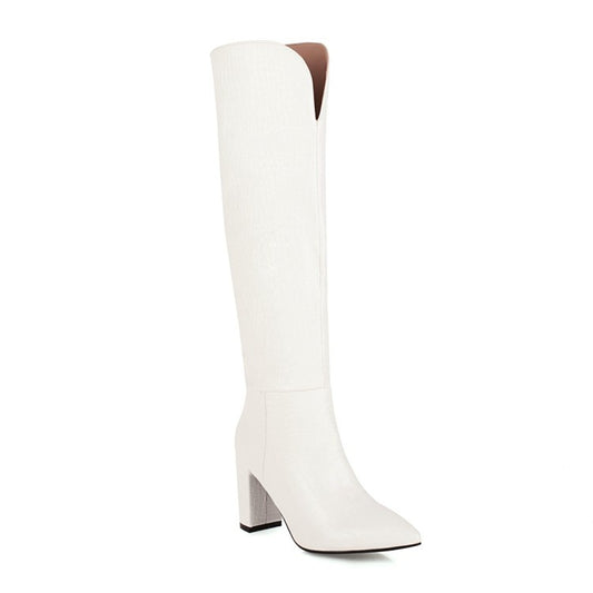 Women Snake-print High Heel Knee High Boots