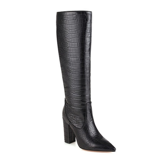 Women Pointed Toe High Heel Knee High Boots