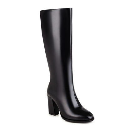 Women Zipper High Heel Knee High Boots