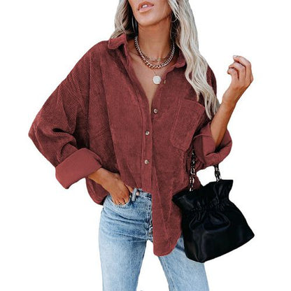 Womens Oversize Long Seelved Blouse Shirt