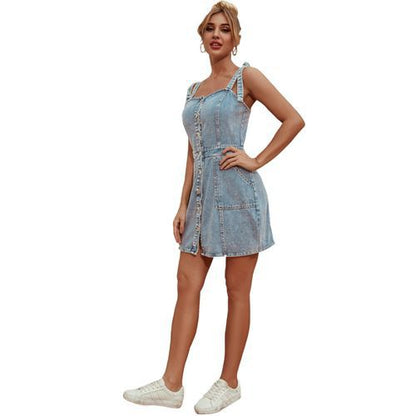 Fashion Retro Sexy Off Shoulder Slim Washable Denim Short Women's Dresses