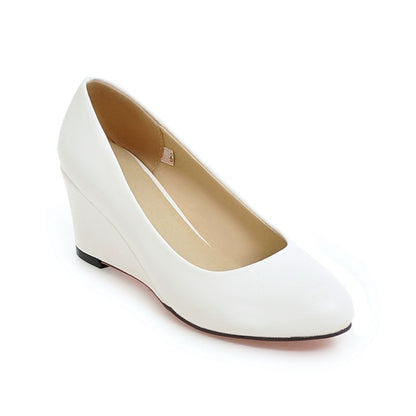 Round Head Wedge Heel Women Pumps Shoes