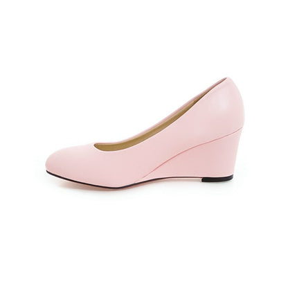 Round Head Wedge Heel Women Pumps Shoes