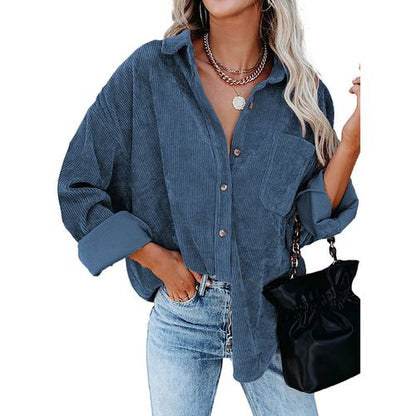 Womens Oversize Long Seelved Blouse Shirt