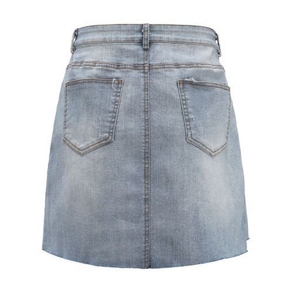 Linen Denim Washable High Waist Daily Denim Women Skirts