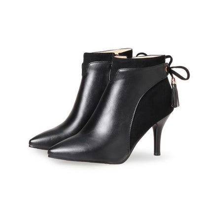 Pointed Toe Women's High Heeled Ankle Boots