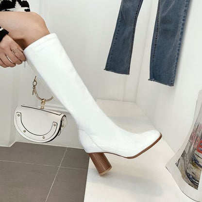 Women Zip High Heels Knee High Boots