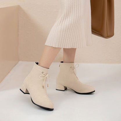 Women Knot Low Heels Short Boots