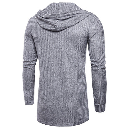 Men's Solid Color Cardigan Hooded Long Sleeve T Shirts