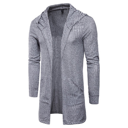 Men's Solid Color Cardigan Hooded Long Sleeve T Shirts