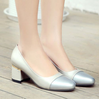 Women High Heeled Chunky Heels Pumps