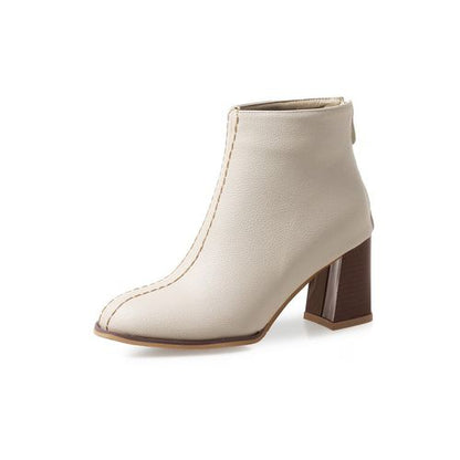 Round Toe Women's High Heeled Ankle Boots