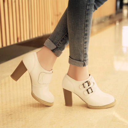 Rough-heeled High-heeled Oxford Shoes