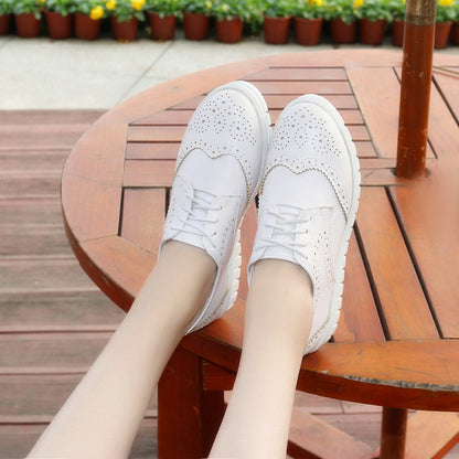 Girls Lace Up Breathable Oxfords Flat Shoes