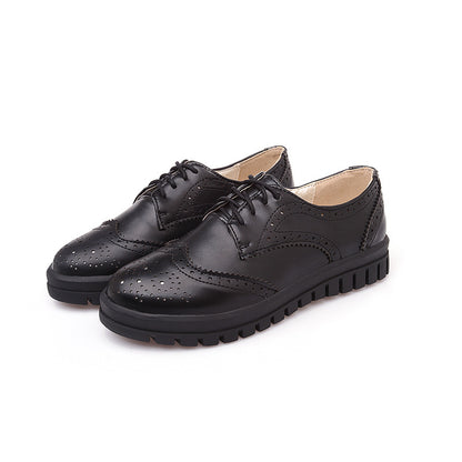 Girls Lace Up Breathable Oxfords Flat Shoes