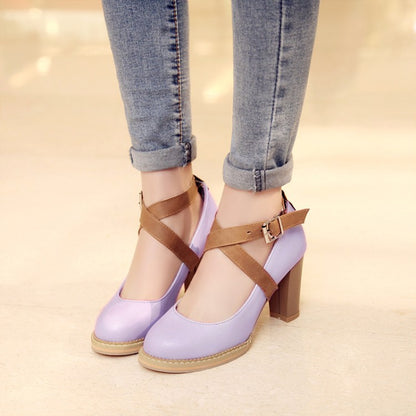 Cross Buckle High Heels Pumps