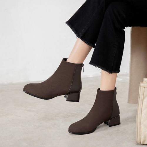 Women Zip Low Heels Short Boots