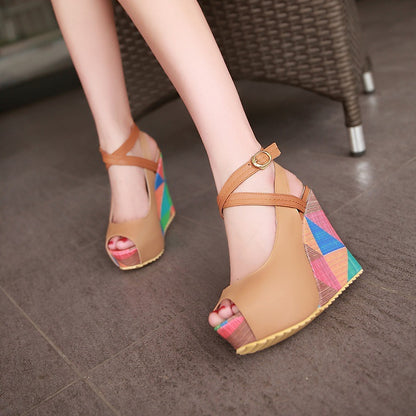 Women's Open Toe Platform Wedge Sandals