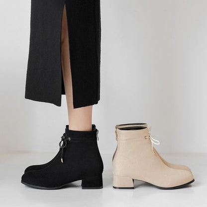 Women Knot Low Heels Short Boots