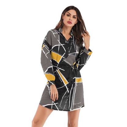 Geometric Print and Contrast Women Blouses