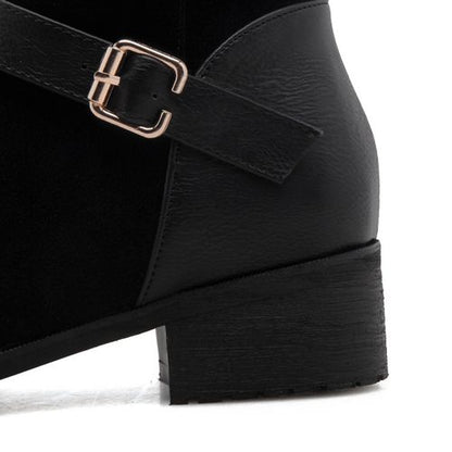 Women Buckle Low Heel Tall Chelsea Boots