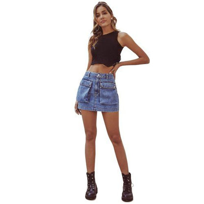 Women High Waist Denim Skirt