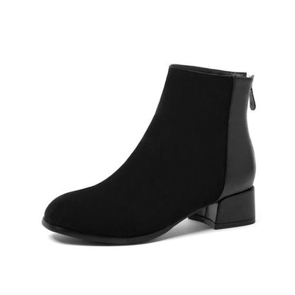 Women Zip Low Heels Short Boots