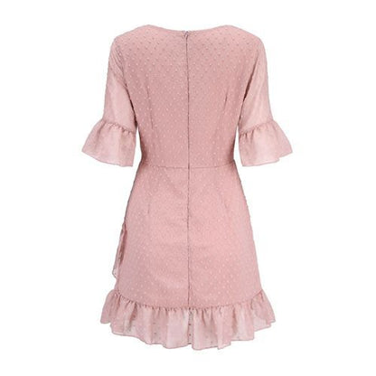 Deep V Bell Sleeve Chiffon Flounce Women's Dresses