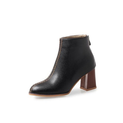 Round Toe Women's High Heeled Ankle Boots