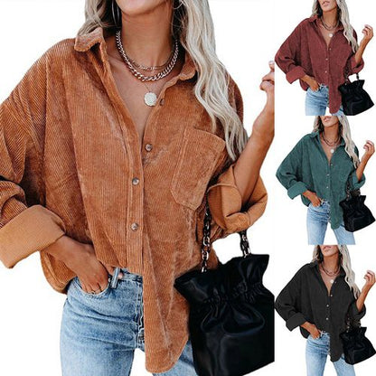 Womens Oversize Long Seelved Blouse Shirt