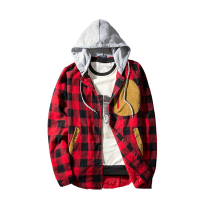 Men's CPlaid Contrast Hooded Jackets