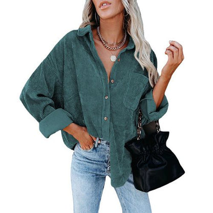 Womens Oversize Long Seelved Blouse Shirt