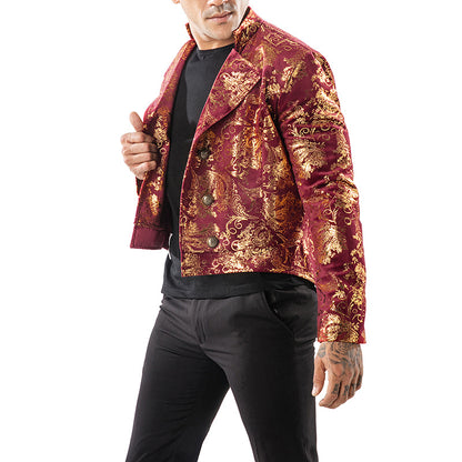 Men's Bronzing Grain Tuxedo Evening Lapel Suits Costumes