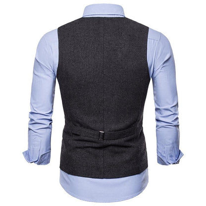 Men's Woollen Single Breasted Tough Guy Suit Vest