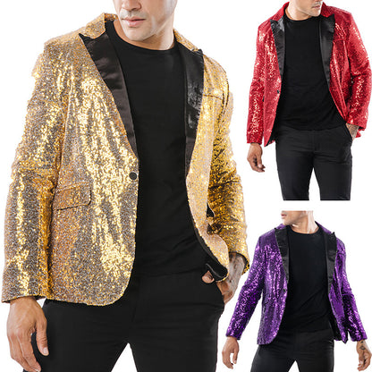 Men's Coat Gold Sequin Jacket Suits Costumes