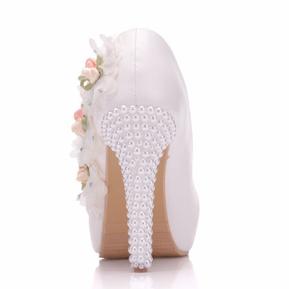 Women Round Toe Flora Stiletto Heel Platform Pumps Wedding Shoes