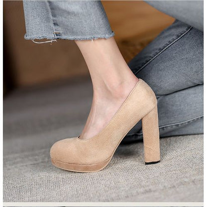 Women Suede Platform Pumps High Heels