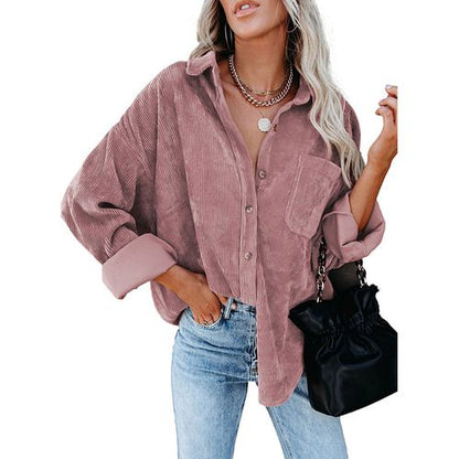 Womens Oversize Long Seelved Blouse Shirt