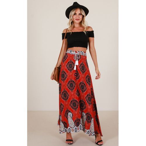 Fashion Printed Cross-tied Long Women Skirts