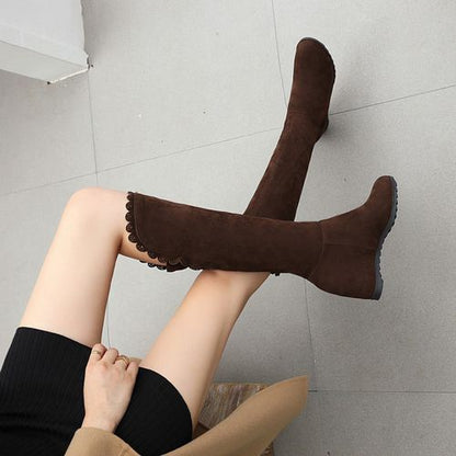 Women Wedge Heeled Knee High Boots