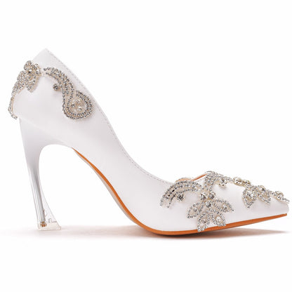 Women Rhinestone Crystal Stiletto Heel Wedding Pumps