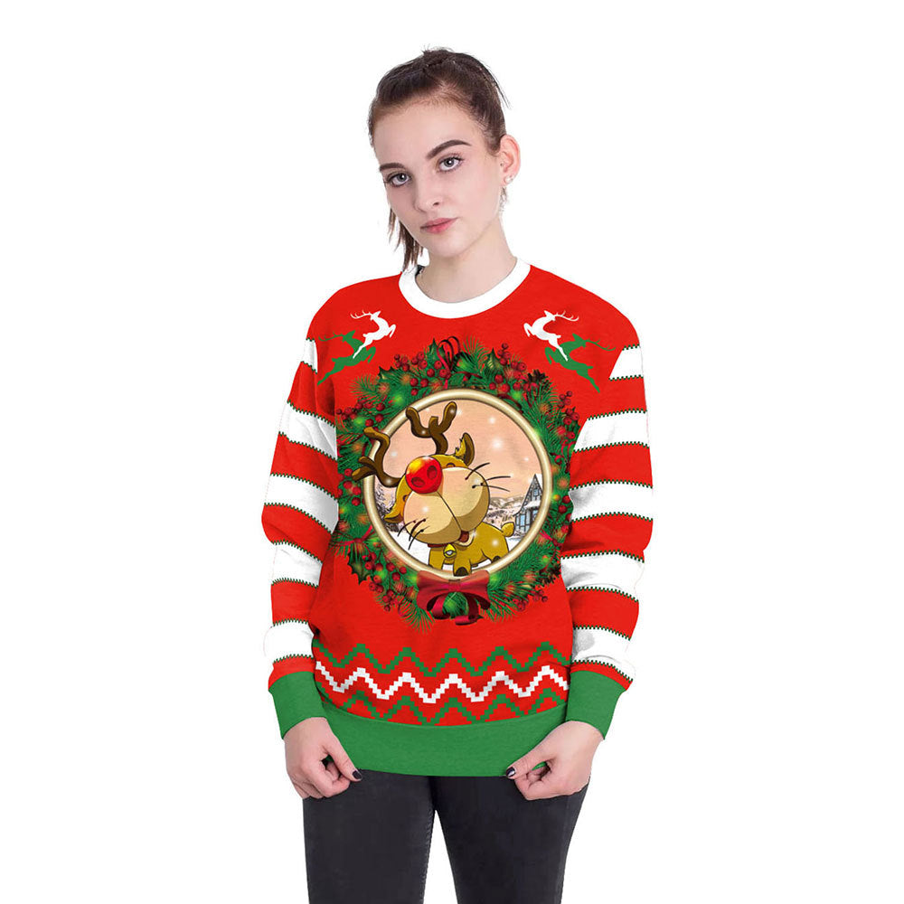 Christmas Cute Elk Crew Neck Couple Sweater