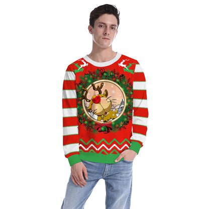 Christmas Cute Elk Crew Neck Couple Sweater